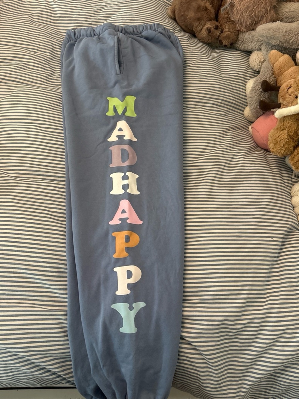 Madhappy Blue Sweatpants with Multicolor Lettering